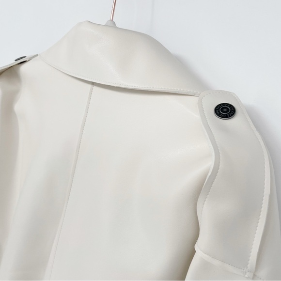 Free People Alexis Vegan Leather Moto Jacket NWT Cream White Boxy - Picture 14 of 16